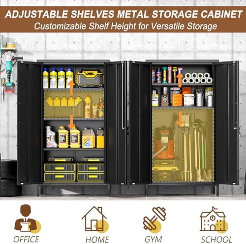 pozdeg 47.24" Black Lockable Small Metal Storage Locker - Image 5