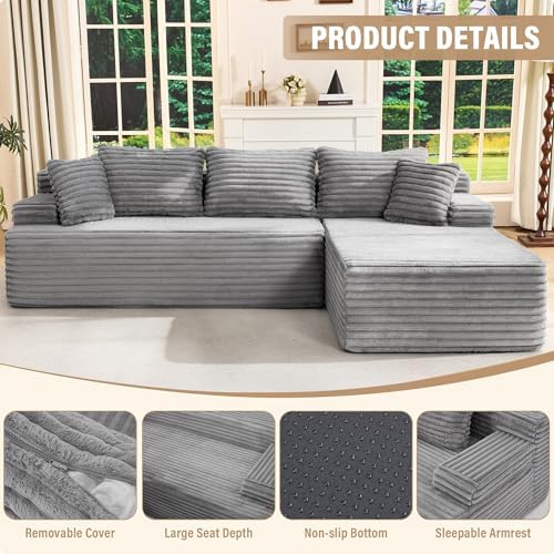 Hobestluk Boneless Couches Modular Sectional Sofa L-Shape Oversized Chaise - Image 4