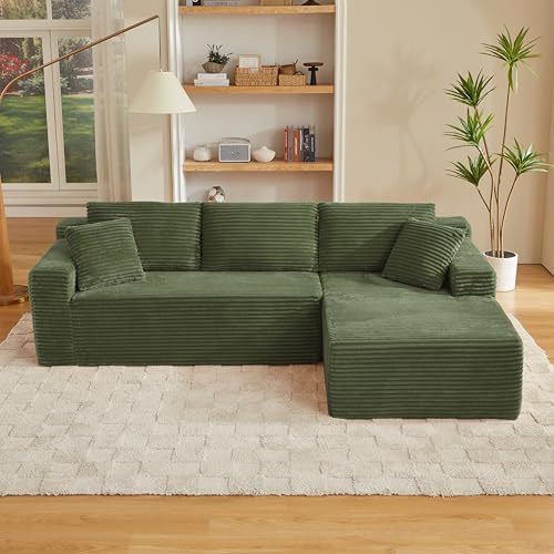 L Shaped Cloud Sectional Sofa for Living Room Green Boneless Couches - Image 3