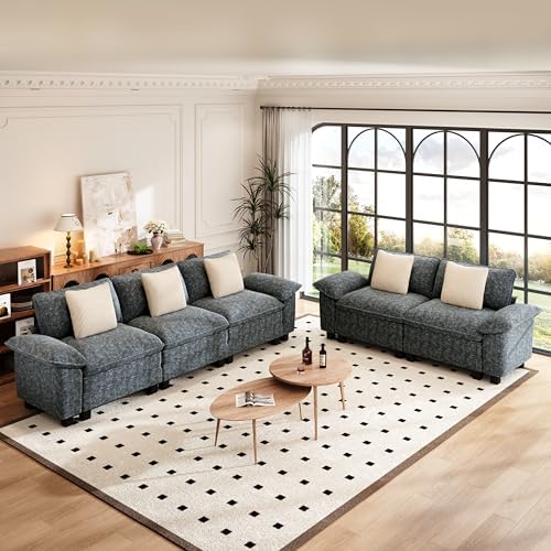 PHI VILLA 2-Piece Modular Loveseat Couch & 3-Seat Sectional Sofa Set - Image 2