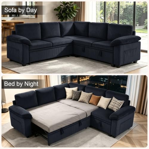 108''Modular Sectional Sleeper Sofa, L Shape Pull Out Sofa Bed - Image 5