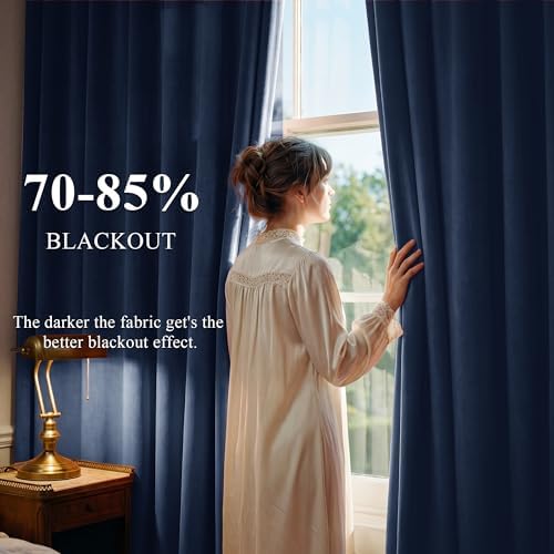 StangH Navy Blue Velvet Blackout Curtains - Image 3