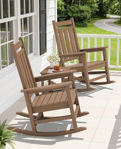 KINGYES Oversized Outdoor Rocking Chair Set of 4, HDPE Patio Rockers - Image 2