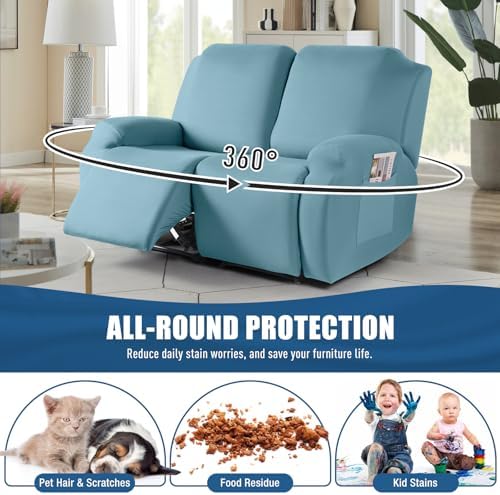 TAOCOCO Recliner Loveseat Slipcover, 2 Pieces Polyester Fabric Stretch Sofa - Image 3
