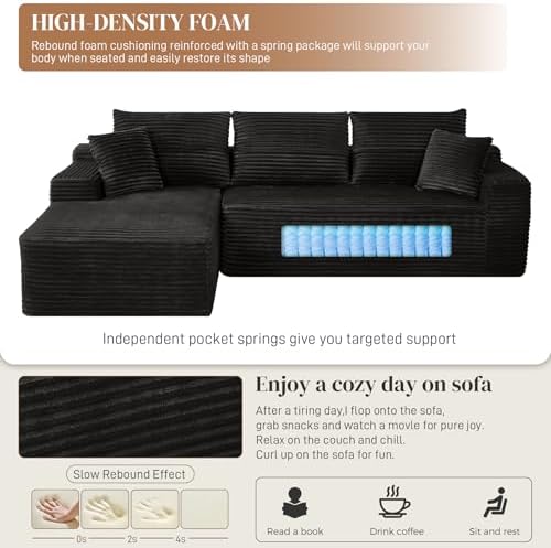 108" L Shaped Cloud Boneless Sectional Couches - Image 5