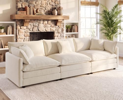 111.5" Modular Sectional Sofa, 3 Seater Deep Seat Cloud Couch by VEPXXP