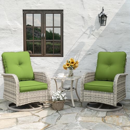 Patio Rocking Swivel Chair Outdoor Wicker Rattan Bistro Set - Image 7
