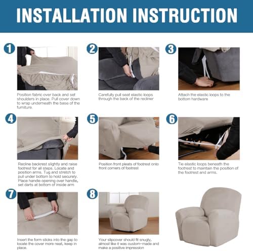 H.VERSAILTEX Velvet Recliner Chair Covers 1-Piece - Image 5