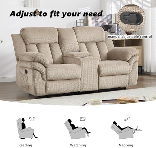 CANMOV Recliner Sofa Set, Manual Recliner Loveseat - Image 3