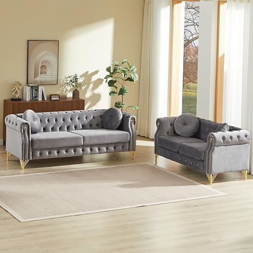 2 Piece Chesterfield Velvet Combination Sofa by Kolavess