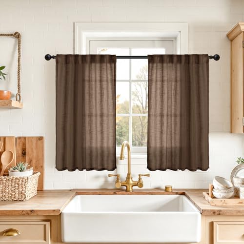 YoungsTex Brown Linen Curtains 36 Inches Long by YoungsTex