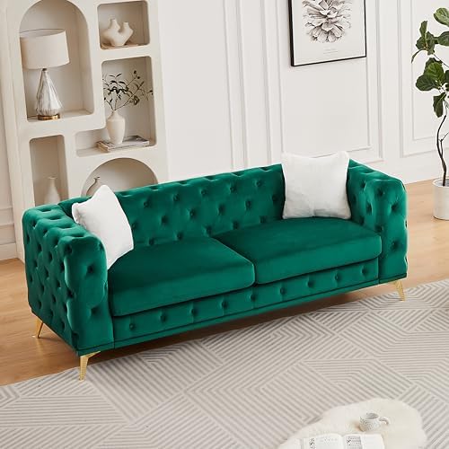 KEIKI 83" Luxury Oversized Velvet Chesterfield Sofa - Image 3