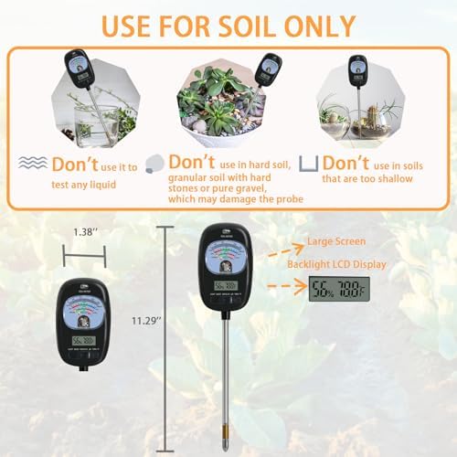 7-in-one Soil Test Kit, Soil Moisture Meter/PH Meter/Sunlight - Image 5