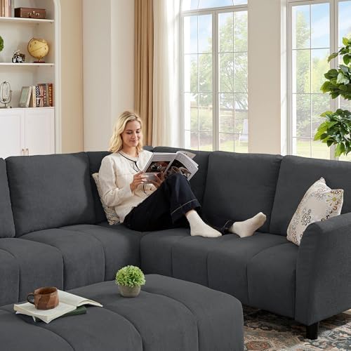 102" L Shaped Couch, 6 Seater Sectional Sofa - Image 3