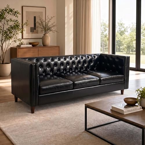 GarveeTech 81" PU Leather Sofa for Living Room, Modern 3-Seat Couch - Image 3
