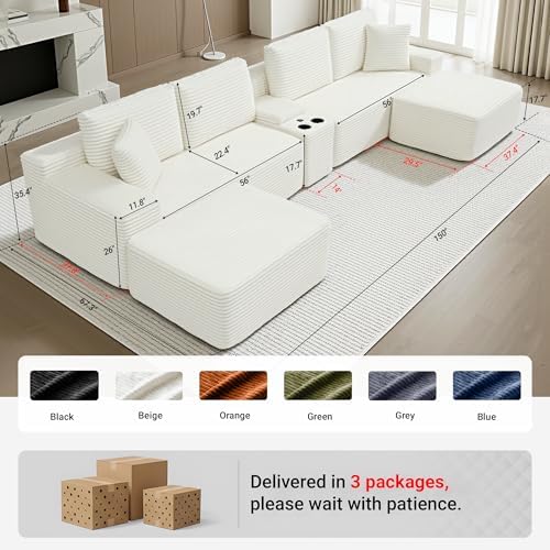 ivoros 150 Inch Modular Sectional Sofa Couch, Oversized Modern Cloud Couch - Image 2