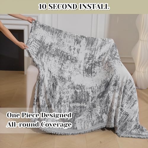 MEETSKY Small Couch Cover Oversized Chair Cover Washable, Chenille Soft Throw - Image 2