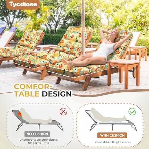 Outdoor Chaise Lounge Chair Cushion, Waterproof Non-Slip Patio Chaise Lounge - Image 4