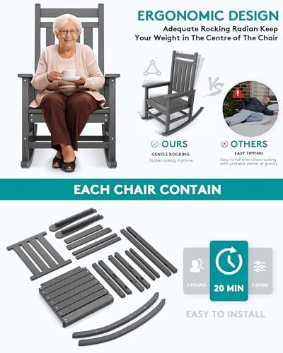 SERWALL Oversized Rocking Chair, Outdoor Rocking Chair - Image 4