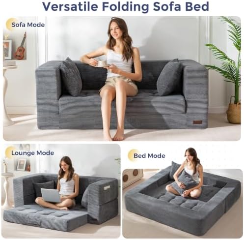 MAXYOYO Folding Sofa Bed, Convertible Boneless Loveseat Couch - Image 4