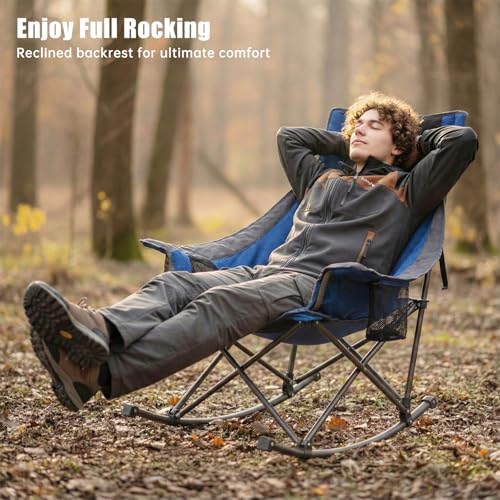 SUNNYFEEL Oversized Folding Rocking Camping Chair 2 Pack, 500lbs Blue - Image 6