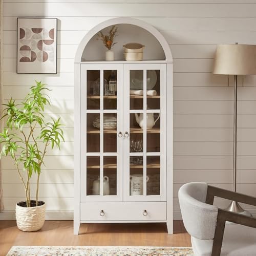 RowyPoey 71" Tall Arched Cabinet Bookshelf - Image 5