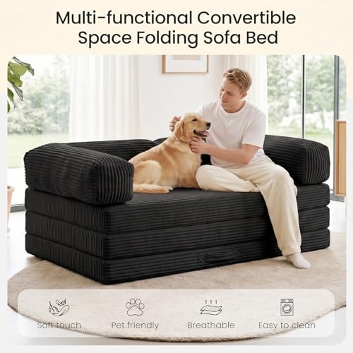 Erament Convertible Sofa Bed, Tri-Folding Mattress Queen Futon Couch Bed - Image 6