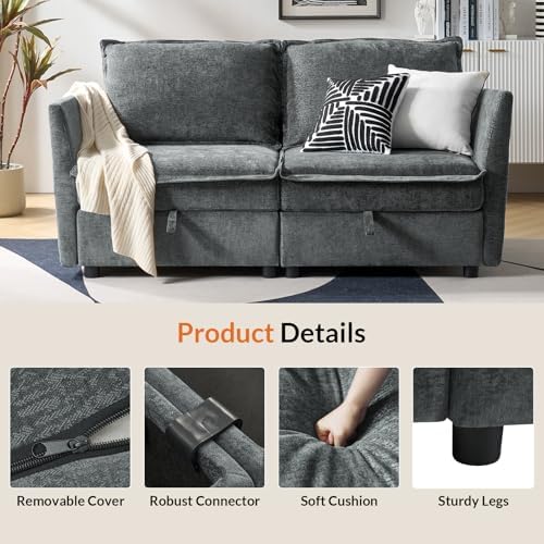HULALA HOME Modern Chenille Loveseat Sofa - Image 6
