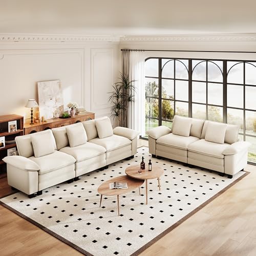 PHI VILLA 2-Piece Modular Loveseat Couch & 3-Seat Sectional Sofa Set - Image 2