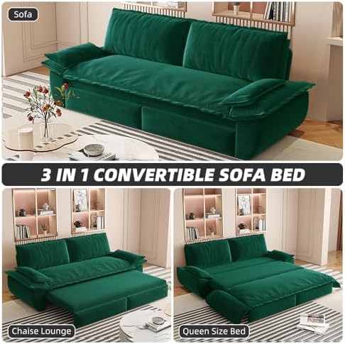 73.2" Futon Sofa Bed Queen Size, 3-in-1 Convertible Sleeper Sofa - Image 4