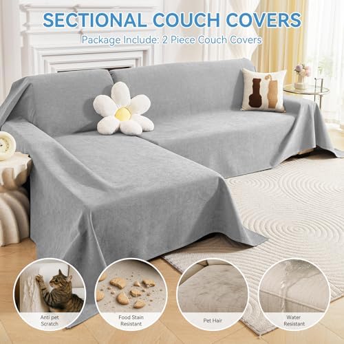 100% Waterproof Sectional Couch Covers, 2 Pieces L Shaped Sofa Cover - Image 3