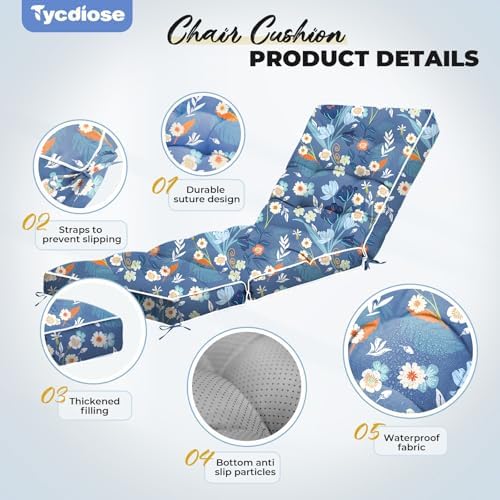 Outdoor Chaise Lounge Chair Cushion, Waterproof Non-Slip Patio Chaise Lounge - Image 5