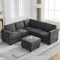 81'' V Shaped Modular Sofa, Storage Sectional Living Room Couch, Dark Grey by WUTUTUEE
