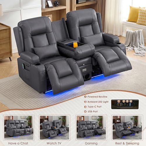 TUNYI Wall Hugger Loveseat Recliner Sofa - Image 3