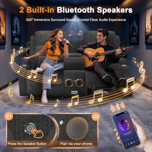 Home Theater Seating, Power Loveseat Recliner Sofa - Image 3