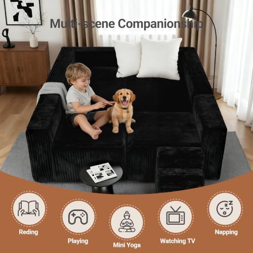 Claiks 128" U-Shaped Sofa, Oversized Modular Cloud Couch - Image 4