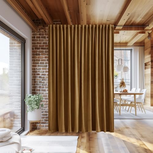 StangH Gold Brown Velvet Curtains Extra Wide Super Soft Light Blocking Window - Image 4