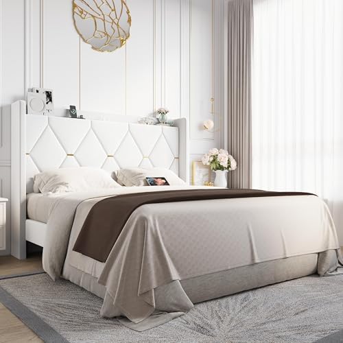 Allewie Queen Bed Frame with Storage Headboard & Smart Charging Station by Allewie