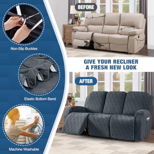 TAOCOCO Recliner Sofa Covers Stretch Reclining Couch Cover, Jacquard Recliner - Image 5