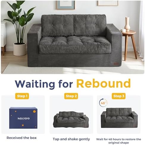 MAXYOYO Loveseat Sofa Couch, Upholstered Bean Bag Chair Cloud Seat - Image 6