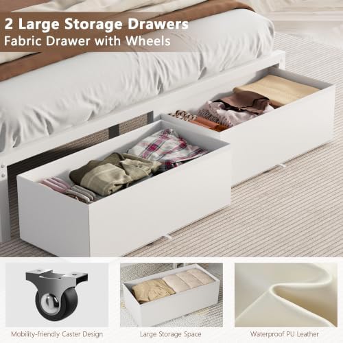 Furnulem White Queen Bed Frame - Image 6