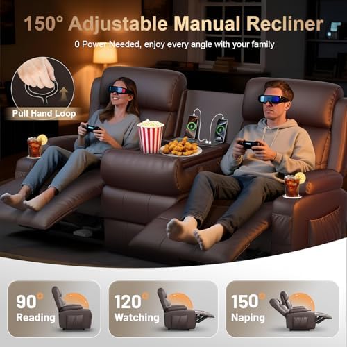 RV Reclining Sofa, Home Theater Seating Loveseat Couch - Image 3
