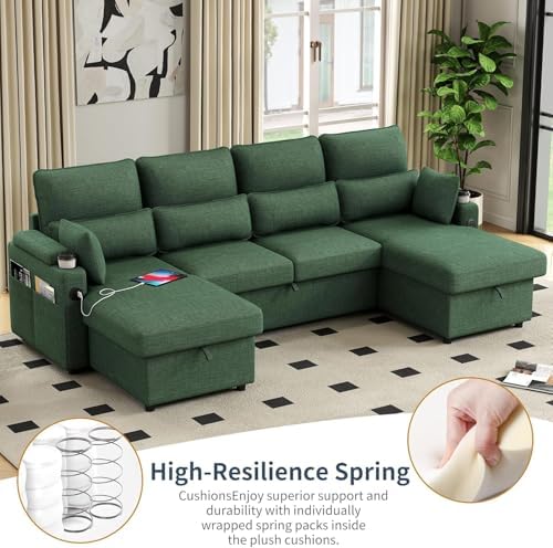 104.7" U-Shaped Sectional Sofa Couch, Pull-Out Sleeper Sofa Bed - Image 4