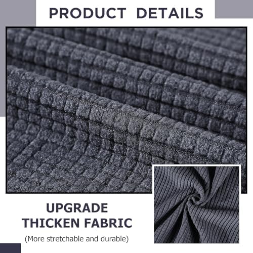 Peryiter 2 Pcs Couch and Loveseat Sofa Covers, Dark Gray - Image 5