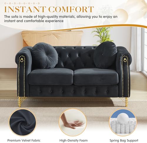 2 Pieces Mid Century Modern Chesterfield Sofa Set, Upholstered Button Tufted - Image 6