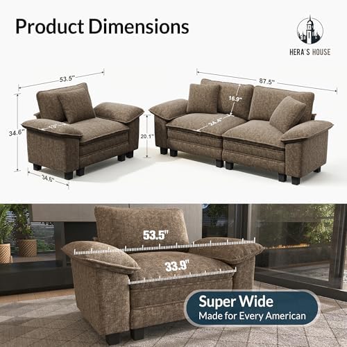 HERA'S HOUSE 2 Pieces Modular Loveseat Couch and Chair Set Setional Sofa - Image 2