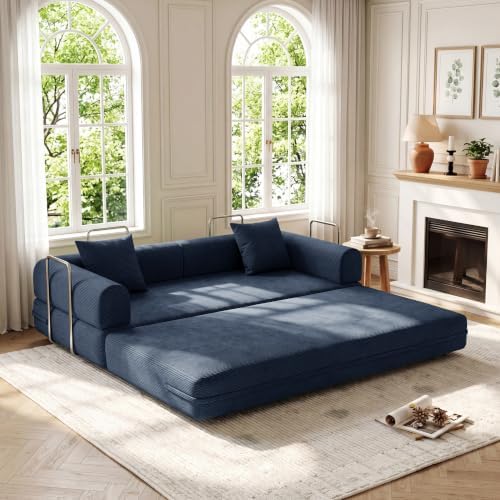 79'' Convertible Compressed Corduroy Folding Cloud Sofa Bed, 4 in 1 Modern - Image 3