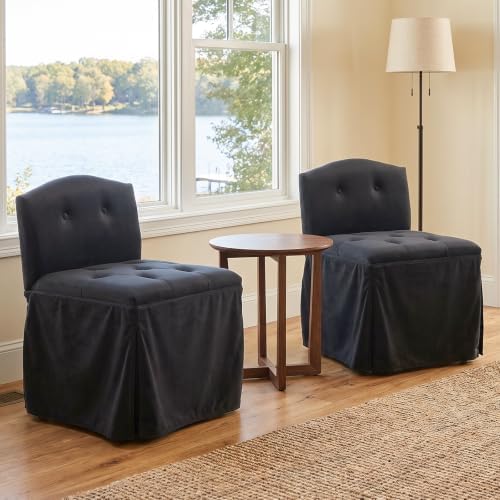 Black Velvet Makeup Vanity Chair - Image 5