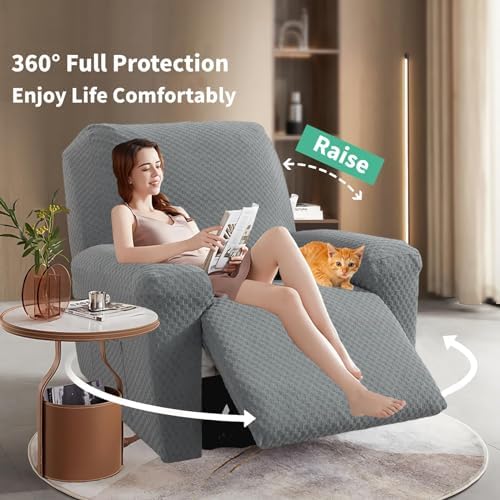 YEMYHOM 4 Pieces Oversized Stretch Recliner Slipcover Latest Jacquard Large - Image 2