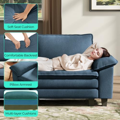LINSY HOME 157'' Modular Sectional Sofa 4 Seat Couch Corduroy Cloud Couch - Image 4